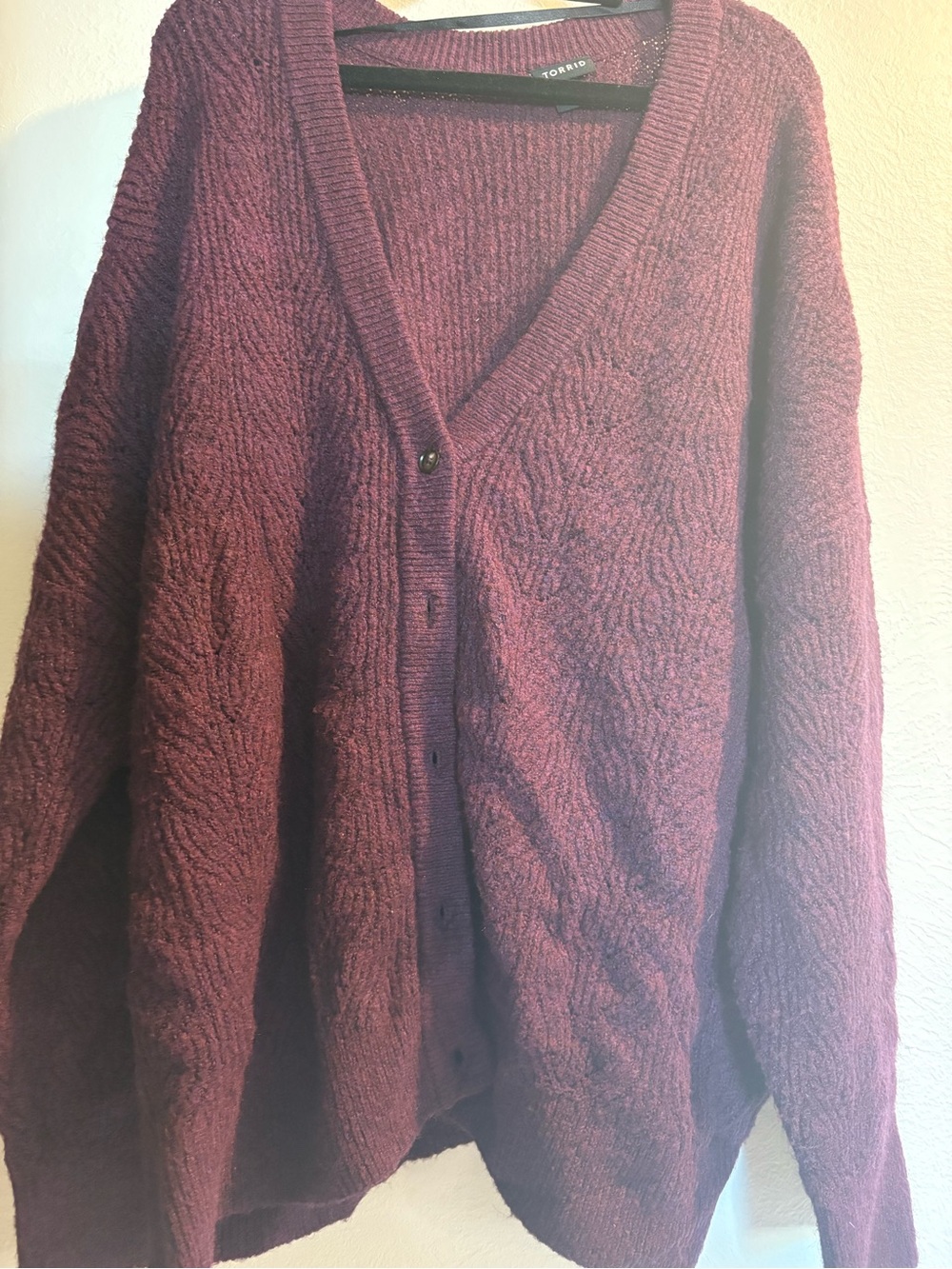 torrid Maroon Cable Knit Button-Up Cardigan